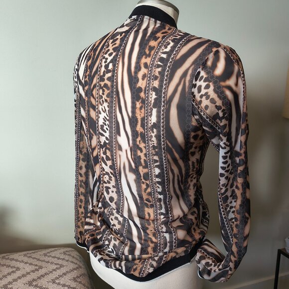 Zip Up See Through Lightweight Long Sleeve Animal Print - Picture 6 of 8